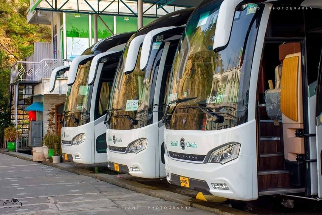 Row of Shahid Coach Navigator buses
